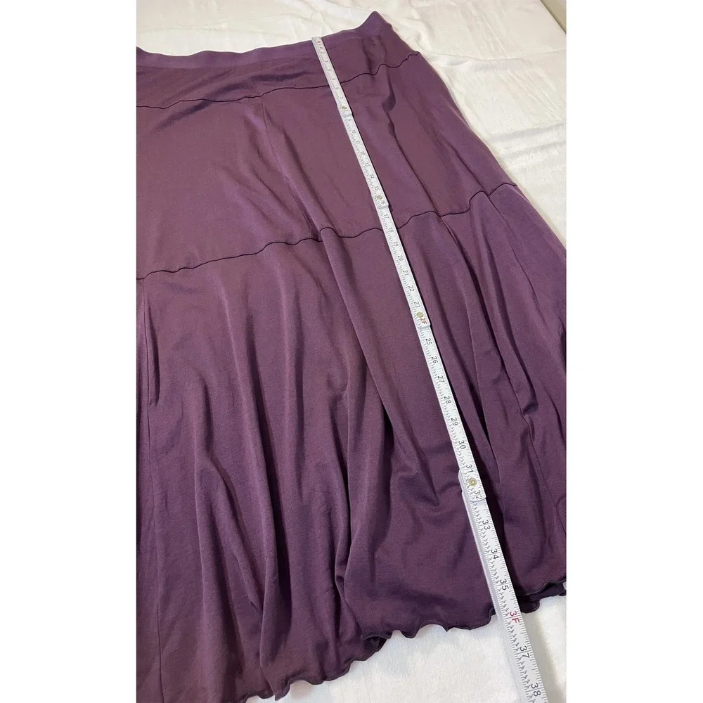 Gudrun Sjoden Purple Lyocell Jersey Maxi Skirt XL Tiered Scandi Lagenlook Plum